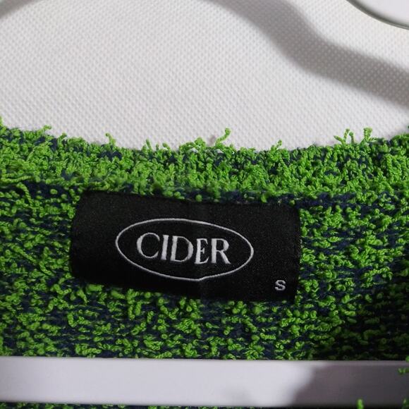 CIDER Green Fuzzy Mushroom Embroidery Sweater Novelty Casual Size Small - Picture 5 of 7